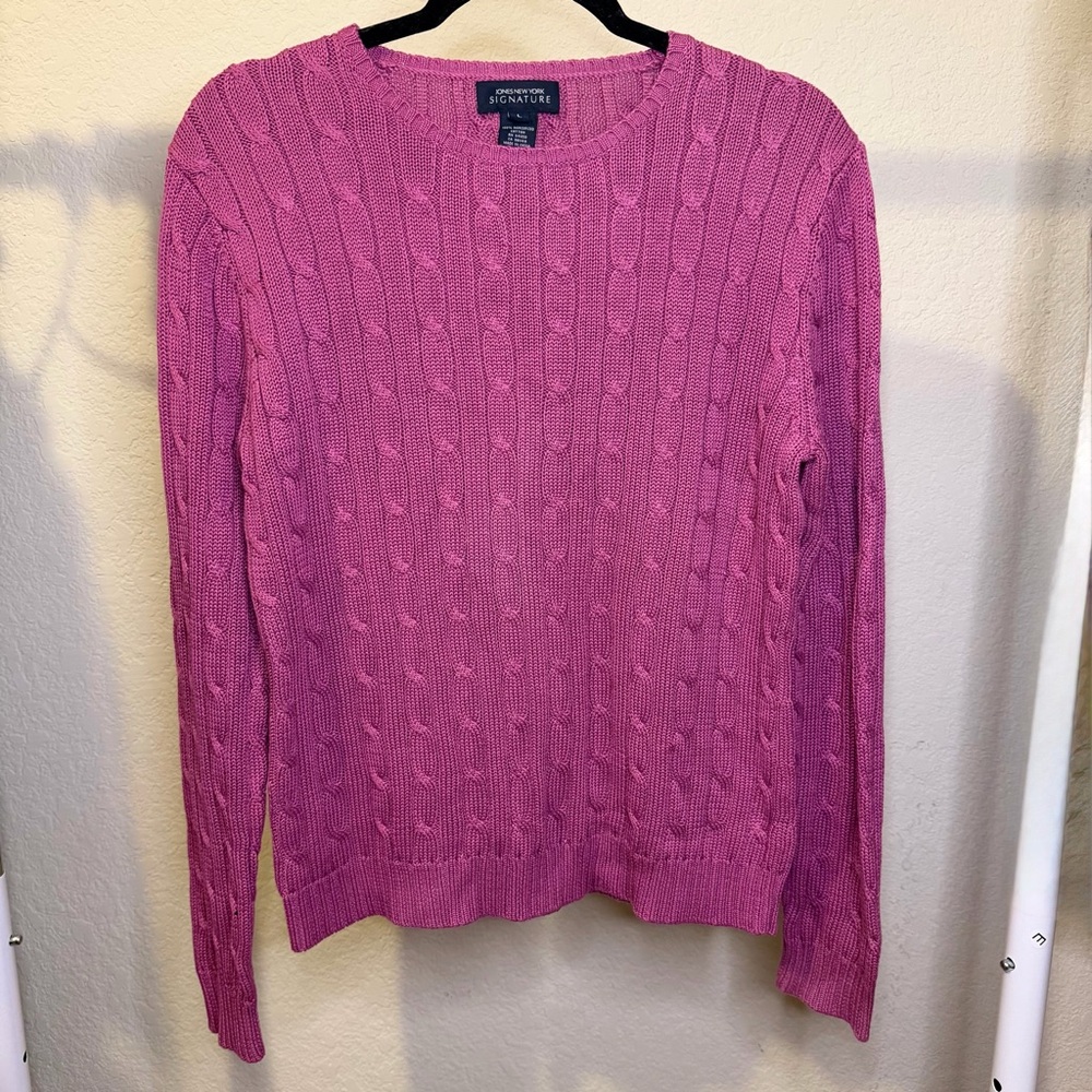 Jones New York Fuchsia Cable Knit Sweater